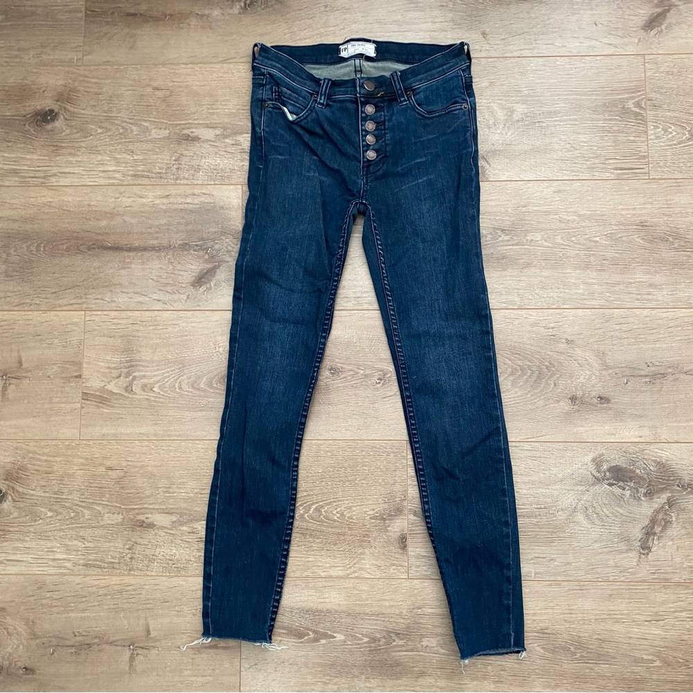 FREE PEOPLE Skinny Button Front Jeans